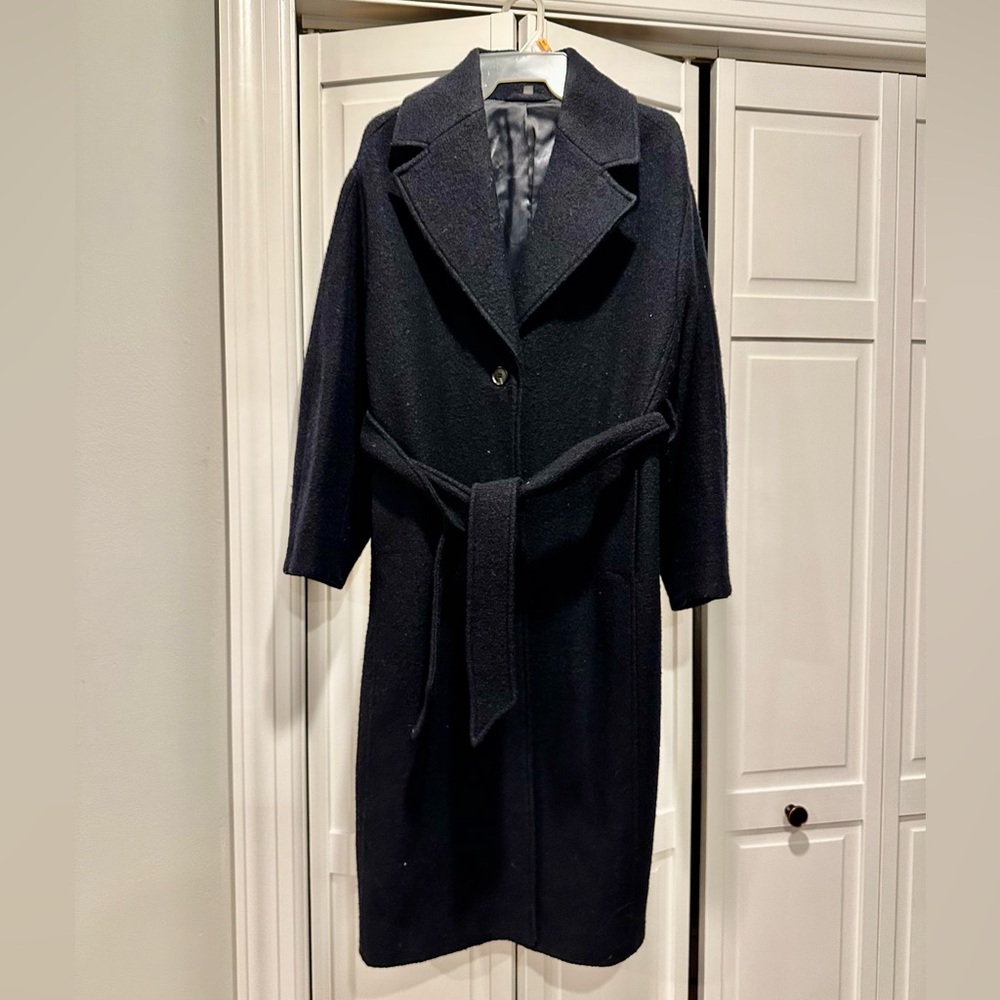 & OTHER STORIES Voluminous Belted Wool Coat Navy XS